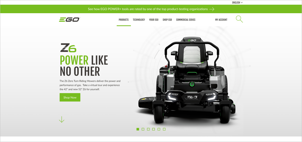 Z6 Zero Turn Riding Mower homepage hero