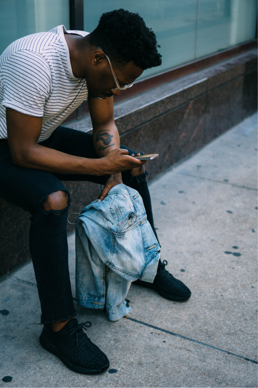 A man looking at his phone